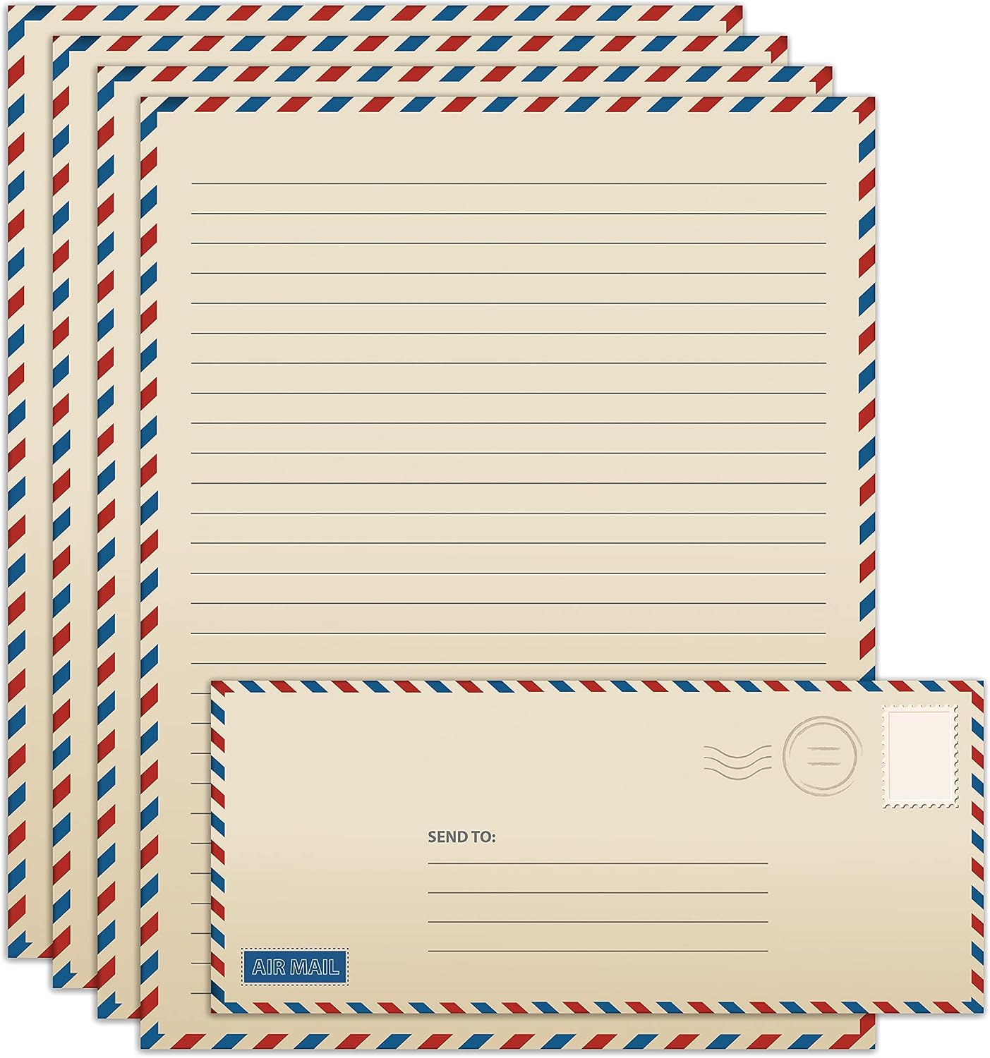 100-Piece Airmail Writing Paper and Envelope Kit