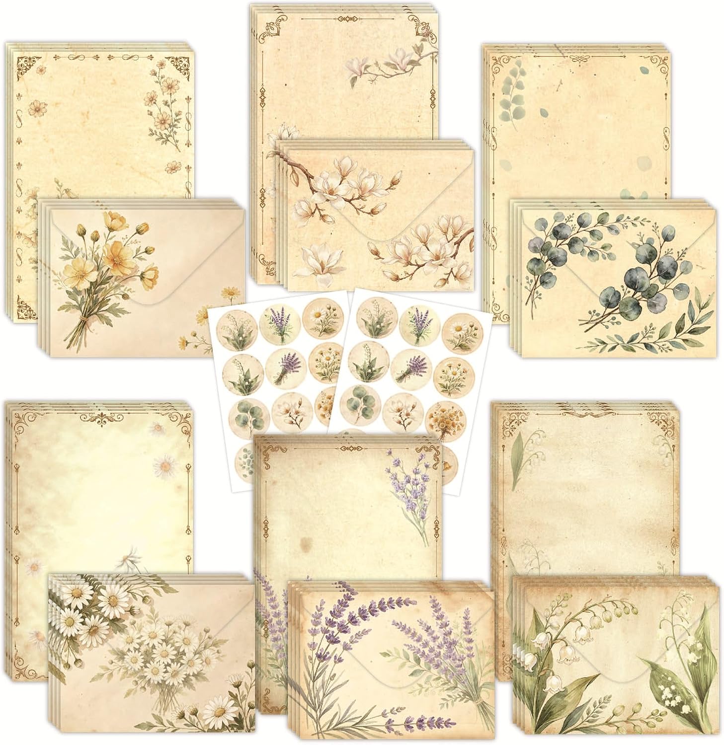 72-Piece Floral Journaling Stationery Set